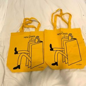 New, never used canvas New Yorker totes in yellow